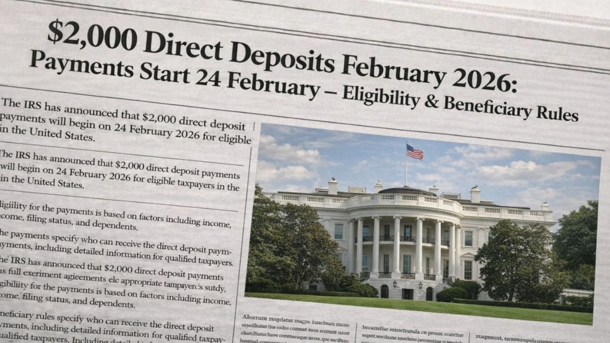 $2,000 Direct Deposits February 2026: Payments Start 24 February – Eligibility & Beneficiary Rules
