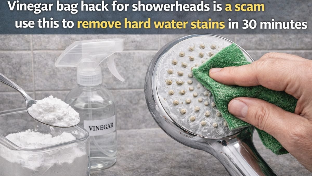 Vinegar bag hack for showerheads is a scam use this to remove hard water stains in 30 minutes